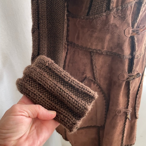 Luciano Abitboul suede and knit long boho hooded sweater coat - Picture 4 of 13